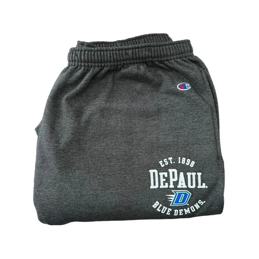 Champion Men's DePaul University Gray Closed Bottom Sweatpants Size 2XL